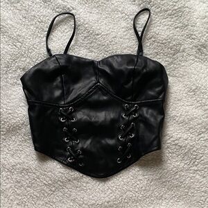 Garage Faux Leather Crop Top
